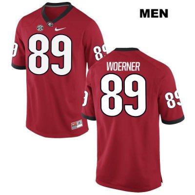 Men's Georgia Bulldogs NCAA #89 Charlie Woerner Nike Stitched Red Authentic College Football Jersey VKV5054LX